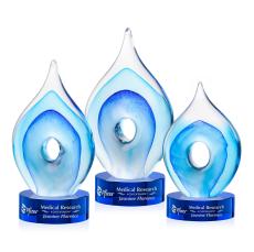 Caspian Tear Drop on Stanrich Blue Glass Award - Glass Awards