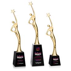 Star Goddess Full Color Gold/Black Star Crystal Award - Metal Awards