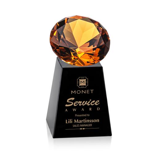 Awards and Trophies - Crystal Awards - Celestina Black/Amber Crystal Award