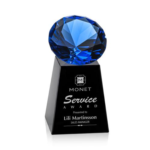 Awards and Trophies - Crystal Awards - Celestina Black/Sapphire Crystal Award