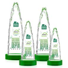 Goderich Full Color Green on Base Peaks Crystal Award - Crystal Awards