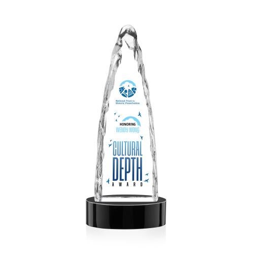 Awards and Trophies - Crystal Awards - Goderich Full Color Black on Base Peaks Crystal Award