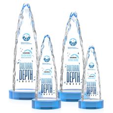 Goderich Full Color Sky Blue on Base Peaks Crystal Award - Crystal Awards
