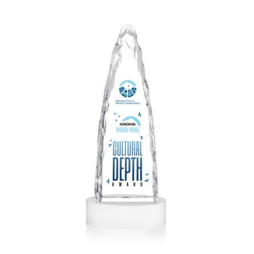 Awards and Trophies - Crystal Awards - Goderich Full Color White on Base Peaks Crystal Award