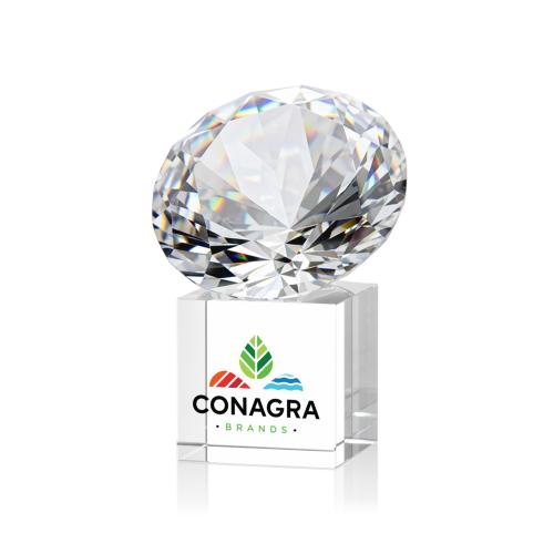 Awards and Trophies - Crystal Awards - Diamond on Cube Full Color Crystal Award