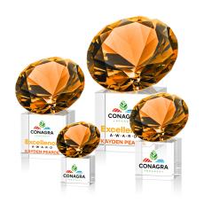 Amber on Cube Full Color Crystal Award - Crystal Awards
