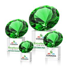 Emerald on Cube Full Color Crystal Award - Crystal Awards