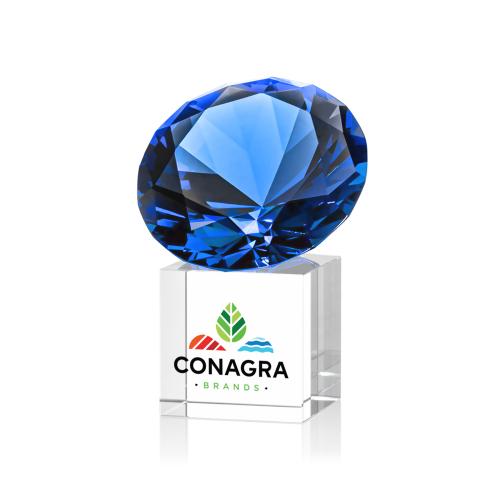 Awards and Trophies - Crystal Awards - Sapphire on Cube Full Color Crystal Award