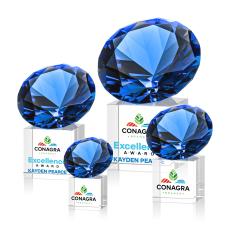 Sapphire on Cube Full Color Crystal Award - Crystal Awards