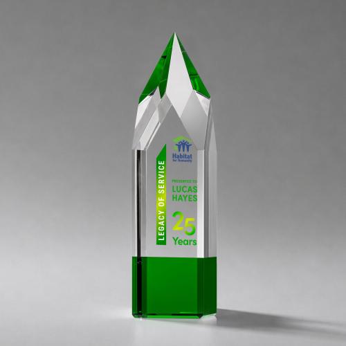 Awards and Trophies - Crystal Awards - Coventry Full Color Green Towers Crystal Award