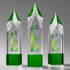 Coventry Full Color Green Towers Crystal Award - Crystal Awards