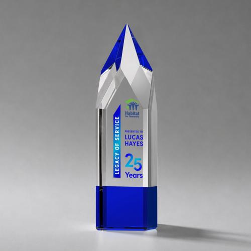 Awards and Trophies - Crystal Awards - Coventry Full Color Blue Towers Crystal Award