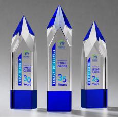 Coventry Full Color Blue Towers Crystal Award - Crystal Awards