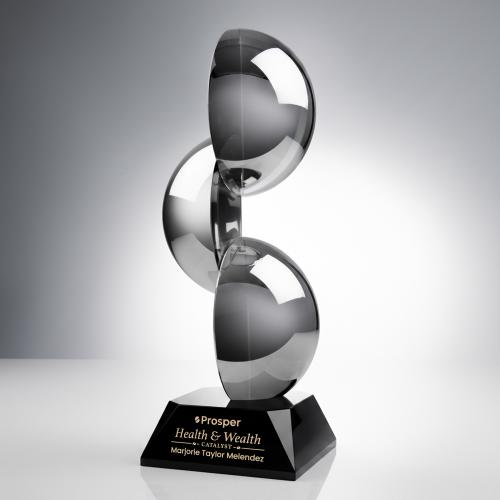 Awards and Trophies - Crystal Awards - Glass Awards - Art Glass Awards - Gardalini Unique on Black Base Glass Award