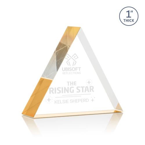Awards and Trophies - Acrylic Awards - Spartan Triangle Gold Acrylic Award