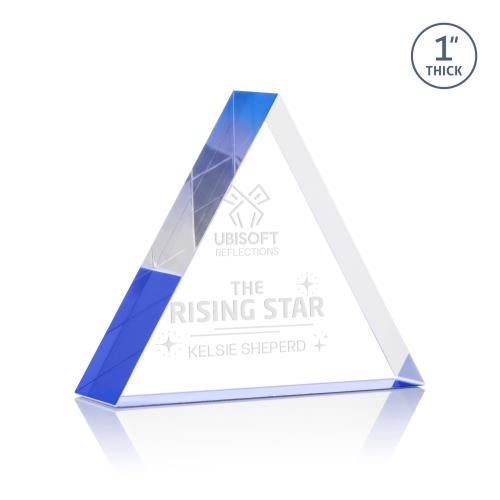 Awards and Trophies - Acrylic Awards - Spartan Triangle Blue Acrylic Award