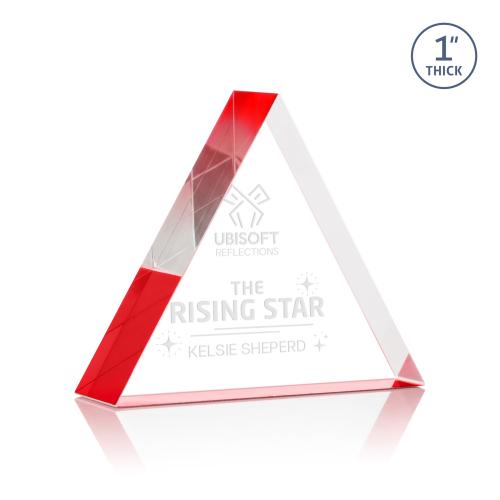 Awards and Trophies - Acrylic Awards - Spartan Triangle Red Acrylic Award