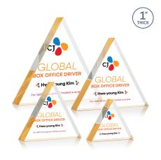 Spartan Triangle Full Color Gold Acrylic Award - Full Color Imprint