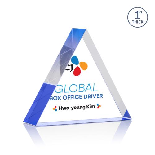 Awards and Trophies - Acrylic Awards - Spartan Triangle Full Color Blue Acrylic Award