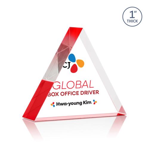 Awards and Trophies - Acrylic Awards - Spartan Triangle Full Color Red Acrylic Award