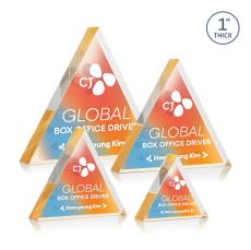 Spartan Triangle Full Color Double Sided Gold Acrylic Award - Full Color Imprint
