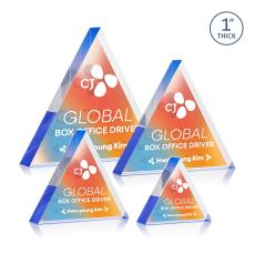 Spartan Triangle Full Color Double Sided Blue Acrylic Award - Full Color Imprint