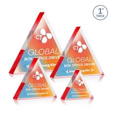 Spartan Triangle Full Color Double Sided Red Acrylic Award - Full Color Imprint