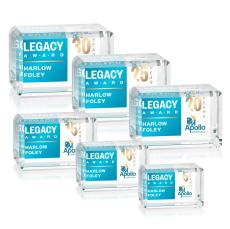 Fulton Cube Full Color Horizontal Rectangle Crystal Award - Full Color Imprint
