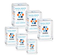 Fulton Cube Full Color Vertical Rectangle Crystal Award - Full Color Imprint