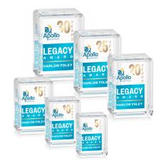 Fulton Cube Full Color Vertical Rectangle Crystal Award - Full Color Imprint