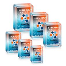 Fulton Cube Full Color Double Sided Vertical Rectangle Crystal Award - Full Color Imprint