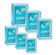 Fulton Cube Full Color Double Sided Vertical Rectangle Crystal Award - Full Color Imprint