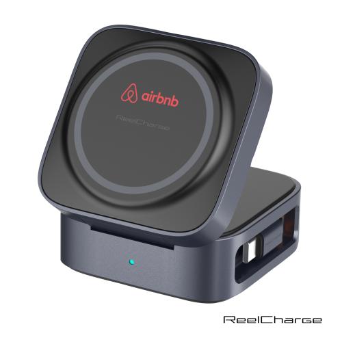 Promotional Products - Tech & Accessories  - Power Banks - ReelCharge 5-in-1 Folding Wireless Charging Stand w/Charger
