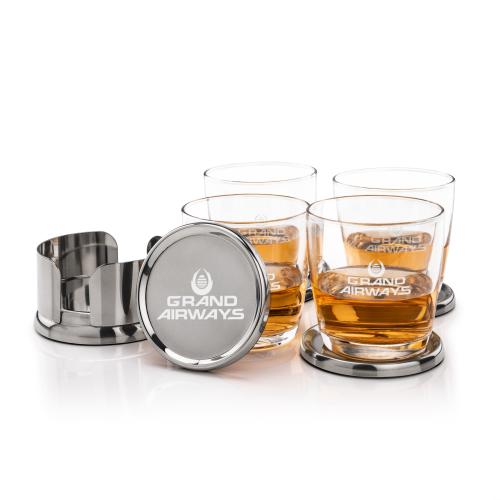 Corporate Gifts - Barware - Gift Sets - Baldoni Coasters & Carberry On-the-Rocks Set