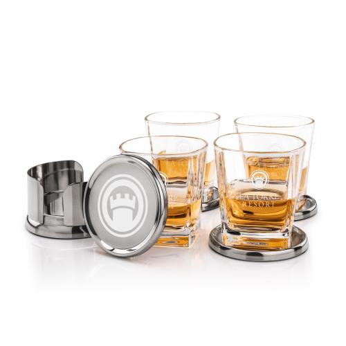Corporate Gifts - Barware - Gift Sets - Baldoni Coasters & Arcadia On-the-Rocks Set