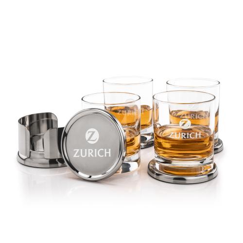 Corporate Gifts - Barware - Gift Sets - Baldoni Coasters & Chelsea On-the-Rocks Set