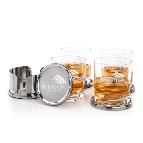 Corporate Gifts - Barware - Gift Sets - Baldoni Coasters & Franca On-the-Rocks Set
