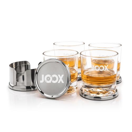 Corporate Gifts - Barware - Gift Sets - Baldoni Coasters & Heathfield On-the-Rocks Set