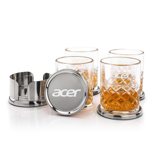 Corporate Gifts - Barware - Gift Sets - Baldoni Coasters & Longford On-the-Rocks Set
