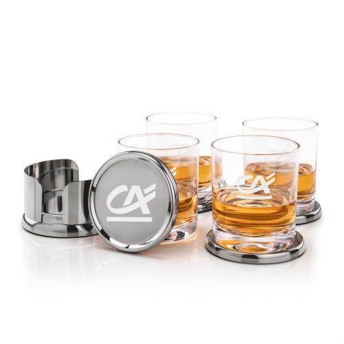 Corporate Gifts - Barware - Gift Sets - Baldoni Coasters & Waldorf On-the-Rocks Set