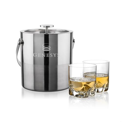 Corporate Gifts - Barware - Ice Buckets - Catania Ice Bucket & Hillcrest On-the-Rocks Set