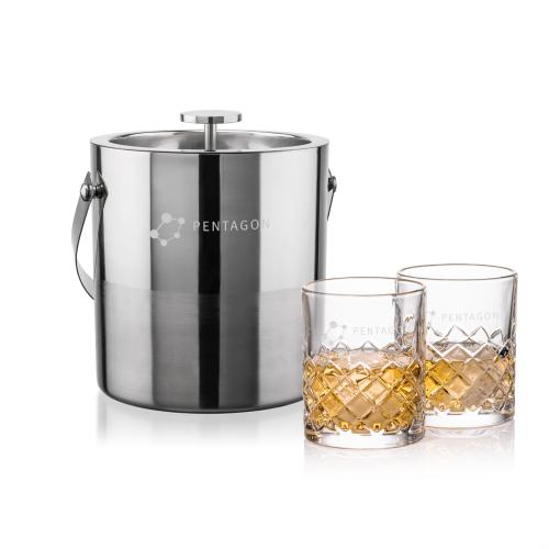 Corporate Gifts - Barware - Ice Buckets - Catania Ice Bucket & Longford On-the-Rocks Set