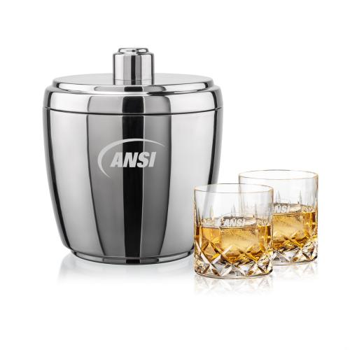 Corporate Gifts - Barware - Ice Buckets - Pescara Ice Bucket & Denby On-the-Rocks Set