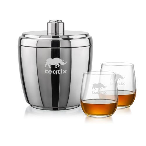 Corporate Gifts - Barware - Ice Buckets - Pescara Ice Bucket & Gibson On-the-Rocks Set