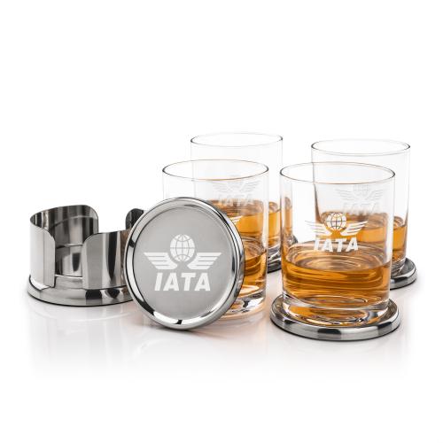 Corporate Gifts - Barware - Gift Sets - Baldoni Coasters & Monterey On-the-Rocks Set