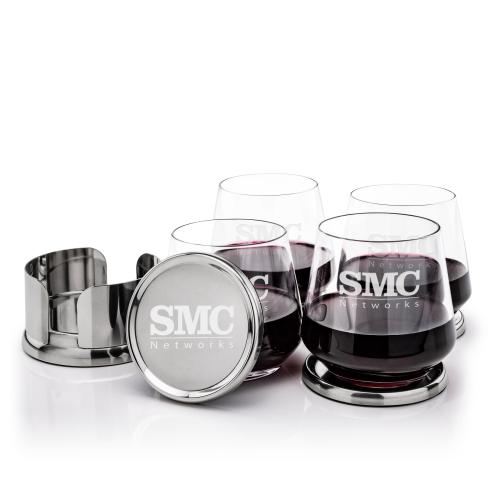 Corporate Gifts - Barware - Gift Sets - Baldoni Coasters & Tucson Stemless Wine Set