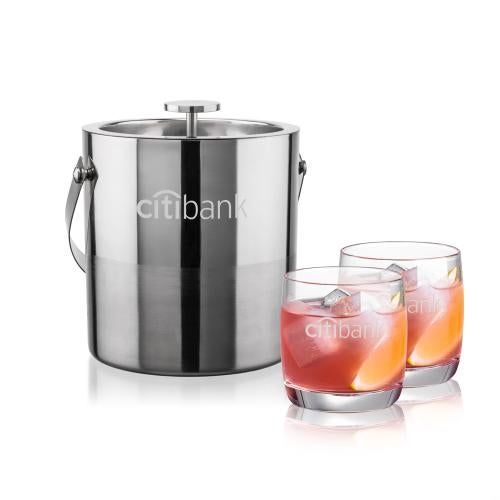 Corporate Gifts - Barware - Gift Sets - Catania Ice Bucket & Ritz On-the-Rocks Set