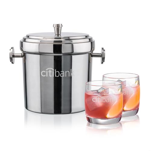 Corporate Gifts - Barware - Gift Sets - Milano Ice Bucket & Ritz On-the-Rocks Set