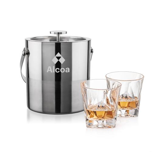 Corporate Gifts - Barware - Gift Sets - Catania Ice Bucket & Oakhaven On-the-Rocks Set