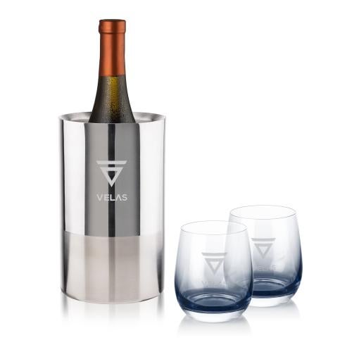 Corporate Gifts - Barware - Wine Glasses - Catania Wine Cooler & Soudan Smoke Stemless Wine